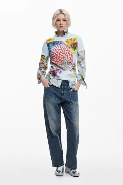 Desigual T-shirt Designed By Mr. Christian Lacroix In Blue