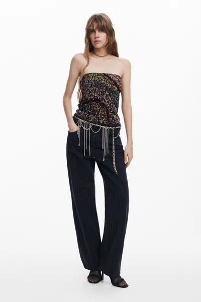 Desigual T-shirt In Material Finishes