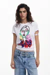 Desigual 刺繍のある顔のtシャツ In White