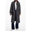 Desigual Tartan Plaid Overcoat With Removable Hood Inset In Gray