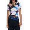 Desigual Texture Floral Top In Multi