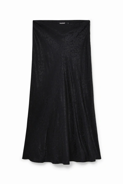 Desigual Textured Motif Midi Skirt In Black
