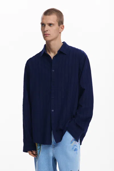 Desigual Textured Shirt In Blue