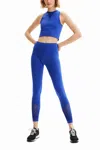 Desigual Textured Stretch Leggings In Blue