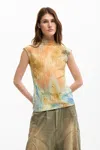 Desigual Textured T-shirt In Multi