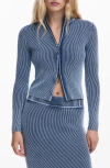 Desigual Thick Gauge Front Zip Jacket In Blue