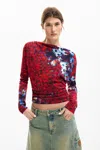 Desigual Thin Daisy Sweater In Red
