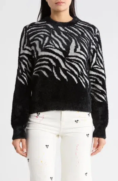 Desigual Thin Gauge Animal Print Sweater In Black