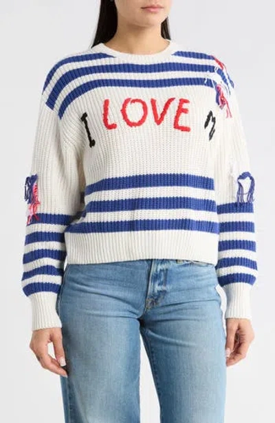 Desigual Thin Gauge Graphic Crewneck Sweater In Multi