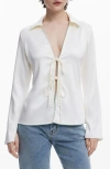 Desigual Tie Front Shirt In White