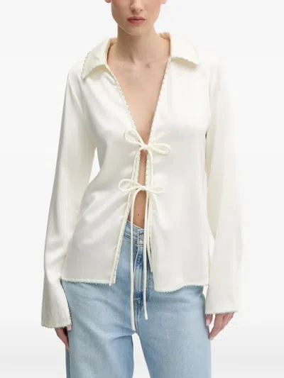 Desigual Tie-front Blouse In White