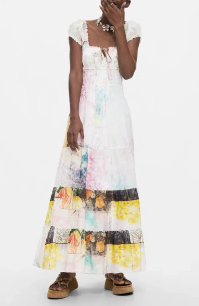 Desigual Tiered Cotton Dress In White