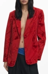 Desigual Tonal Floral Blazer In Red