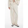 Desigual Topstitch Detail Stretch Cotton Pants In Neutral
