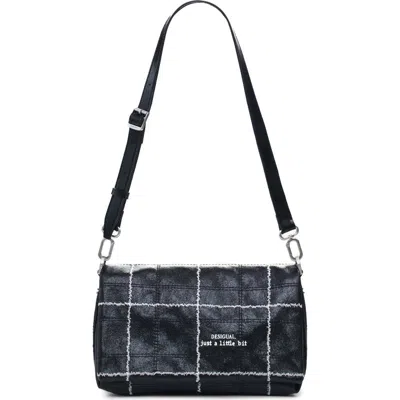 Desigual Topstitched Faux Leather Crossbody Bag In Black