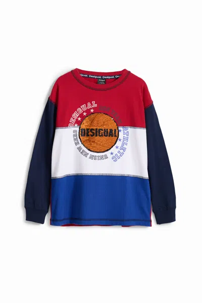 Desigual Kids' Tricolor Basketball Jersey In Blue