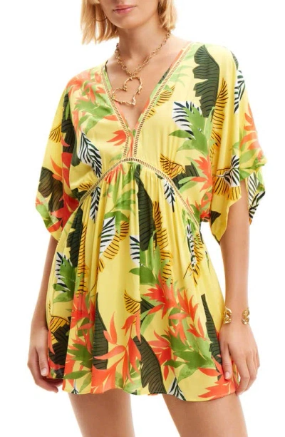 Desigual Tropical Cover-up Tunic In Yellow