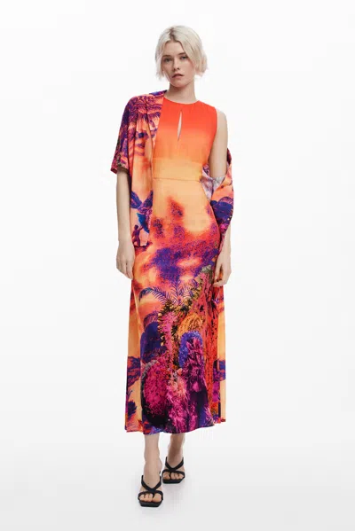 Desigual Tropical Dress M. Christian Lacroix In Red
