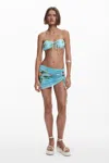Desigual Tropical Print Ruched Cover-up Miniskirt In Blue