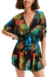 DESIGUAL TROPICAL PARTY COVER-UP MINIDRESS