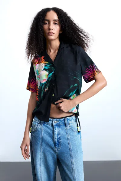 Desigual Tropical Shirt In Black