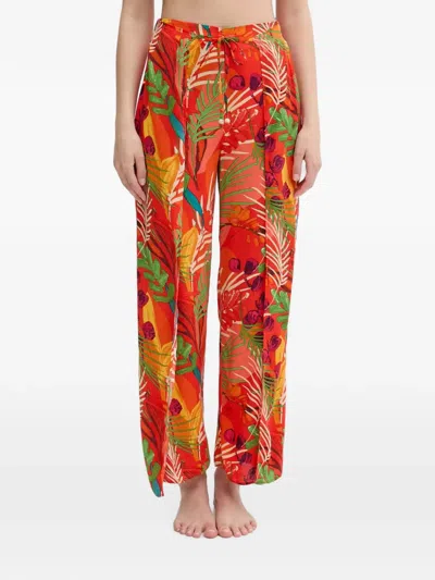 Desigual Tropical-print Wide-leg Trousers In Multi