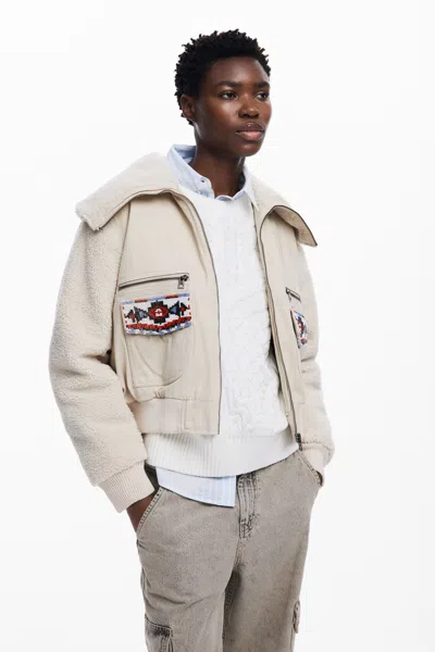 Desigual Trucker Jacket In White