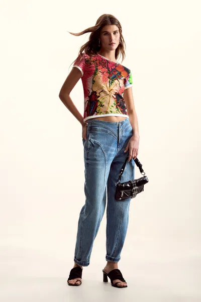 Desigual T-shirt Designed By Mr. Christian Lacroix In Blue