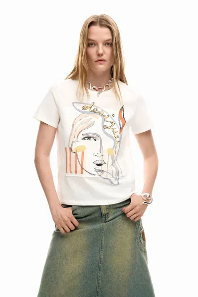 Desigual T-shirt Logo Face In White