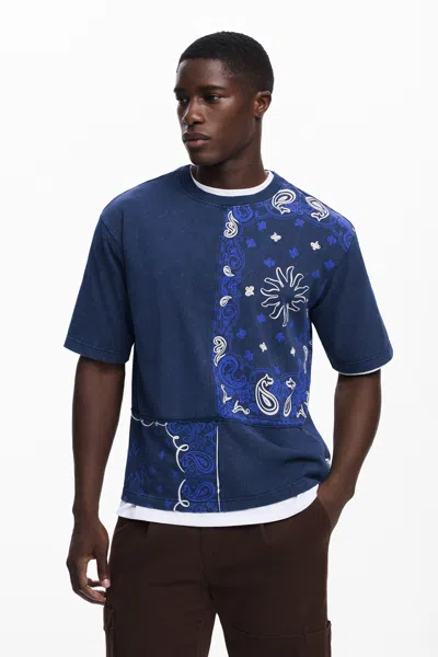 Desigual T-shirt With Sun Patches In Blue