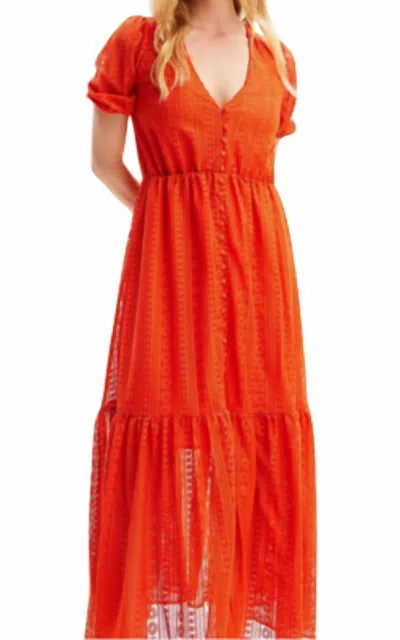 Desigual Tulle Maxi Dress In Poppy In Orange