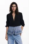 Desigual Straight Cut Half Blazer In Black