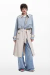 Desigual Mixed Media Trench Coat In White