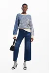 DESIGUAL TWO-TONE KNIT SWEATER