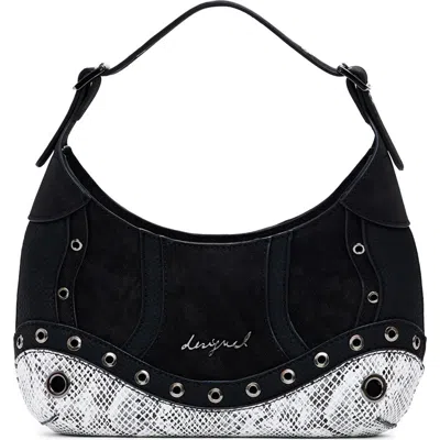 Desigual Two Tone Shoulder Bag In Black