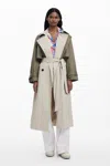 Desigual Two-tone Trench Coat In White