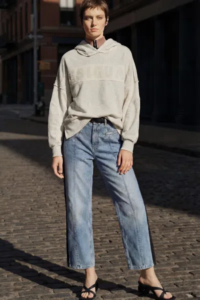 Desigual Two-material Denim Trousers In Blue