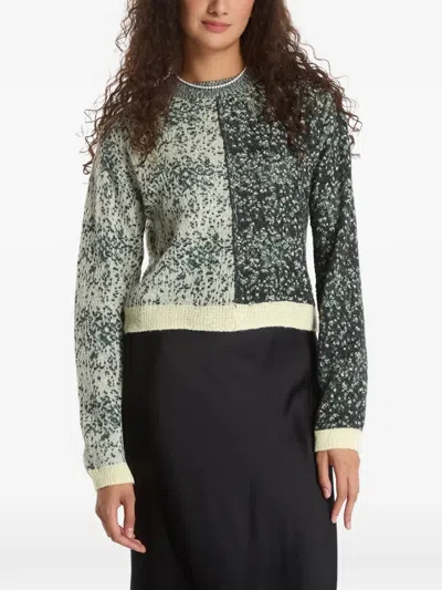 Desigual Two-tone Floral-print Sweater In Black