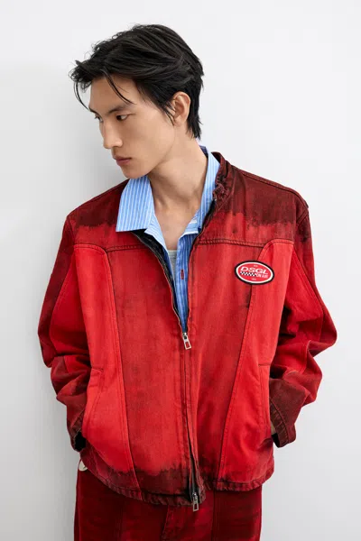 Desigual Two-tone Racing Jacket In Red