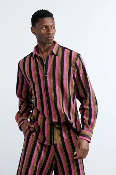 Desigual Two-tone Striped Shirt In Brown