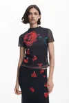 Desigual Tyler Mcgillivary Flower T-shirt In Black