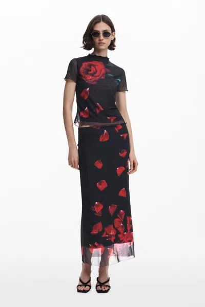 Desigual Tyler Mcgillivary Petal Midi Skirt In Black