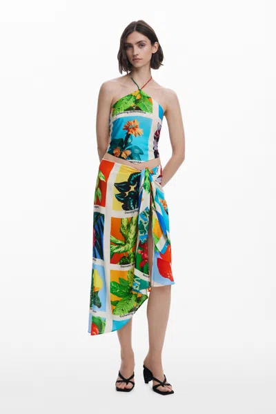 Desigual Tyler Mcgillivary Postcard Knot Top In Material Finishes