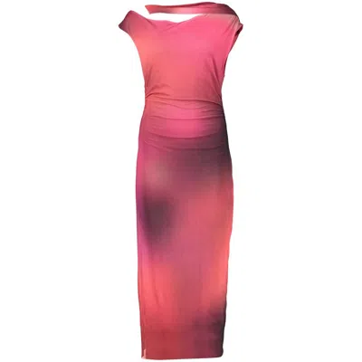 Desigual Abstract-print Draped Midi Dress In Red