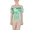 Desigual Green Boho Chic Patterned Tee With Logo In Green
