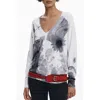 Desigual Mixed Print Sweatshirt In Gray