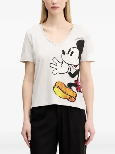 Desigual V-neck T-shirt In Neutral