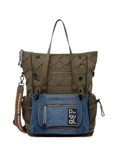 Desigual Voyager Xl Quilted Backpack In Green