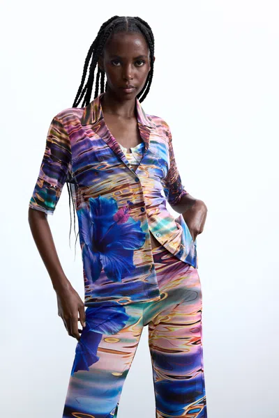 Desigual Water Flower Shirt In Multi