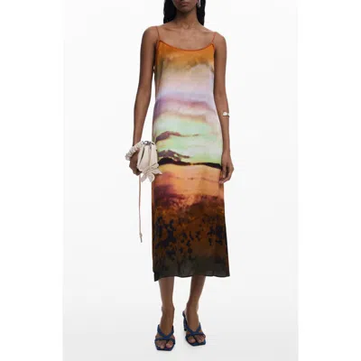 Desigual Watercolor Stripe Slipdress In White
